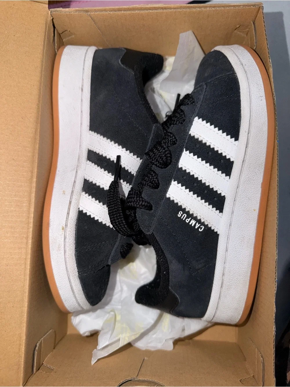 adidas Campus Kids' Sneaker in Black, White, Gum